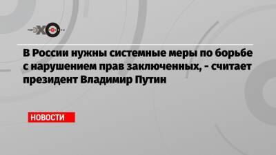 Владимир Путин - В России нужны системные меры по борьбе с нарушением прав заключенных, — считает президент Владимир Путин - echo - Россия