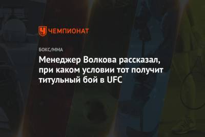 Александр Волков - Алистар Оверим - Менеджер Волкова рассказал, при каком условии тот получит титульный бой в UFC - championat.com - Голландия