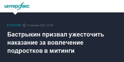 Александр Бастрыкин - Бастрыкин призвал ужесточить наказание за вовлечение подростков в митинги - interfax - Москва - Россия - Казахстан