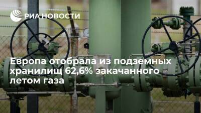 "Газпром" заявил, что Европа отобрала из подземных хранилищ 62,6% закачанного летом газа - smartmoney.one - Европа