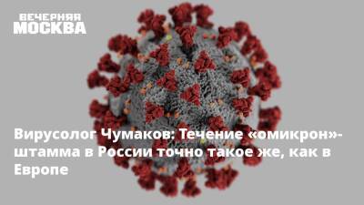 Петр Чумаков - Вирусолог Чумаков: Течение «омикрон»-штамма в России точно такое же, как в Европе - vm - Россия