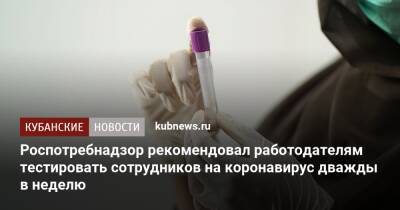 Роспотребнадзор рекомендовал работодателям тестировать сотрудников на коронавирус дважды в неделю - kubnews.ru