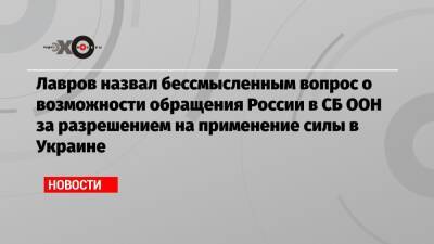 Сергей Лавров - Лавров назвал бессмысленным вопрос о возможности обращения России в СБ ООН за разрешением на применение силы в Украине - echo - Москва - Россия - Украина