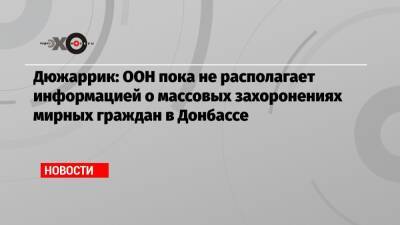 Стефан Дюжаррик - Дюжаррик: ООН пока не располагает информацией о массовых захоронениях мирных граждан в Донбассе - echo - Россия - Донбасс