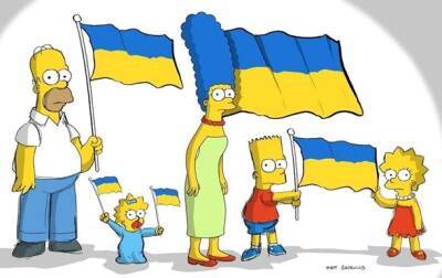 Борис Джонсон - Симпсоны "взяли в руки" флаг Украины - korrespondent - Россия - Украина - Англия