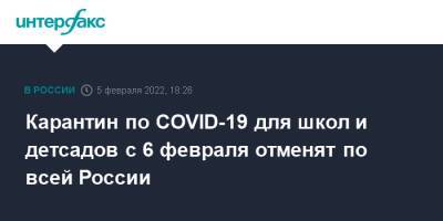 Карантин по COVID-19 для школ и детсадов с 6 февраля отменят по всей России - interfax - Москва - Россия