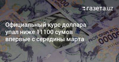 Официальный курс доллара упал ниже 11100 сумов впервые с середины марта - gazeta.uz - США - Узбекистан - Ташкент