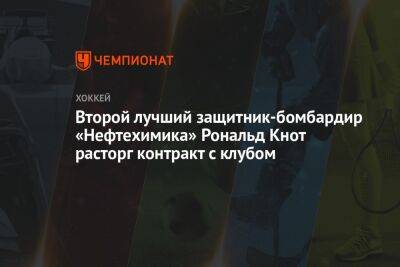 Второй лучший защитник-бомбардир «Нефтехимика» Рональд Кнот расторг контракт с клубом - championat.com - Чехия