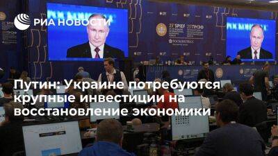Владимир Путин - Путин: Украине потребуются десятки миллиардов инвестиций на восстановление экономики - smartmoney.one - Украина - Санкт-Петербург - Санкт-Петербург - Донбасс