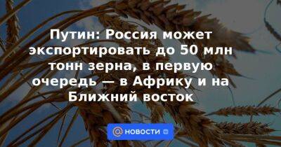 Путин: Россия может экспортировать до 50 млн тонн зерна, в первую очередь — в Африку и на Ближний восток - smartmoney.one - Россия - США - Украина