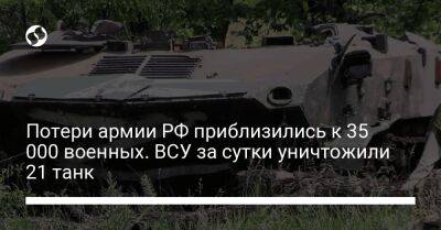 Потери армии РФ приблизились к 35 000 военных. ВСУ за сутки уничтожили 21 танк - liga.net - Россия - Украина